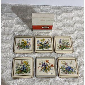 PIMPERNEL Deluxe Square Coaster Set ~ North America Wild Flowers (6) ENGLAND